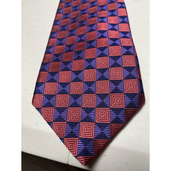 ROBERT TALBOTT Best of Class Men's 100% Silk Necktie Designer Geometric Red - Picture 1 of 8